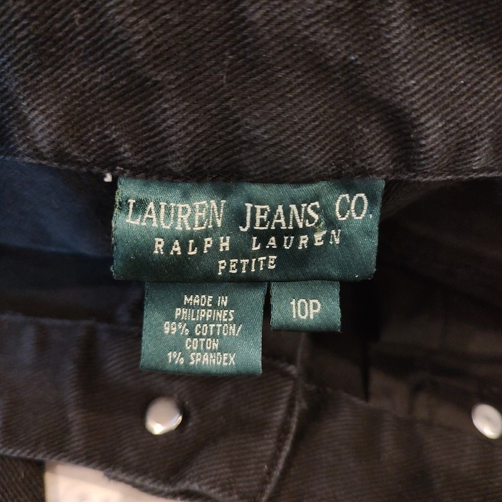 Lauren Jeans Ralph Lauren Black Straight Leg Womens Sz 10 Petite Stretch Y2K - Picture 6 of 8